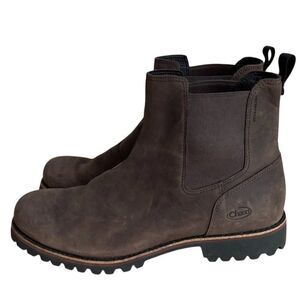 CHACO Men's Fields Chelsea Waterproof Casual Boot 12 Ankle Slip On Brown Leather